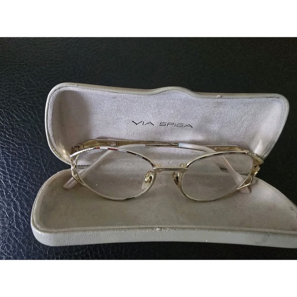 Via Spiga Accessories - Via Spiga Women's Gold Metal Oval Full Rim Eyeglasses Frame